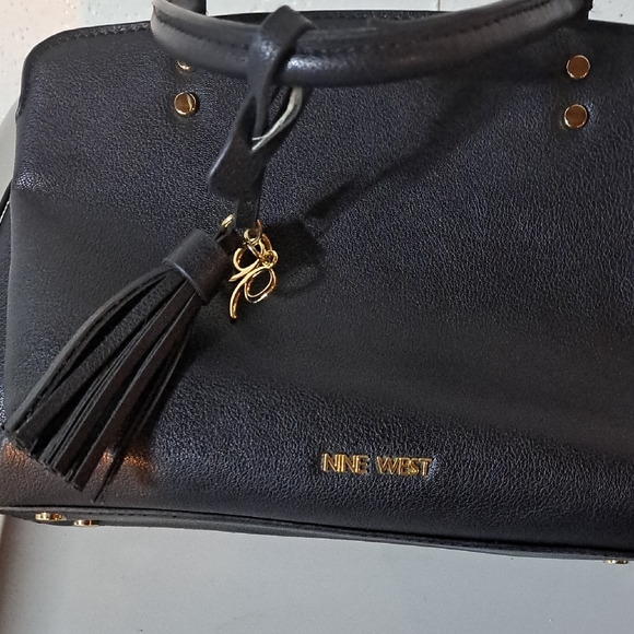 Nine West Black Satchel with Gold Accents